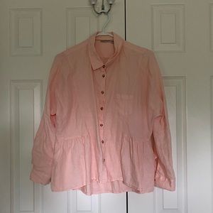 Linen peach blouse from Anthropologie